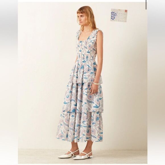 NEW Alix of Bohemia Erin Blue Valentine Midi Dress Medium - Picture 2 of 12